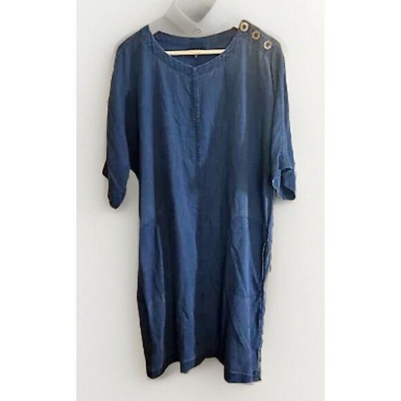 Pure J Jill Indigo Lagenlook Oversized  Dress Womens M Tencel Lyocell.       O - Picture 1 of 6